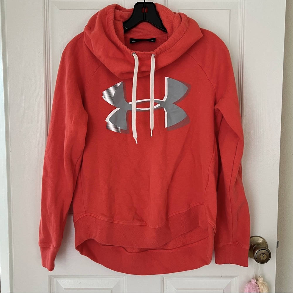 Under Armour UA Favorite Exploded Logo Pullover Hoodie Sweatshirt Marathon Red S